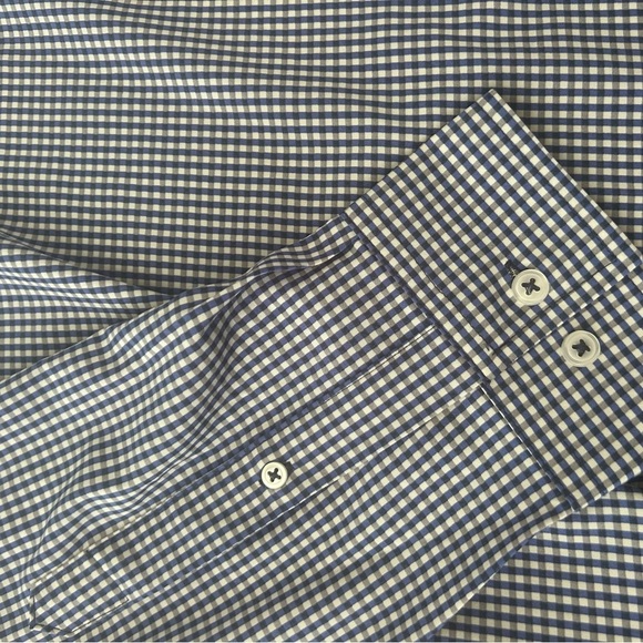 ➕Report Collection Navy and White Checkered Shirt stretch material long sleeves - Picture 3 of 10